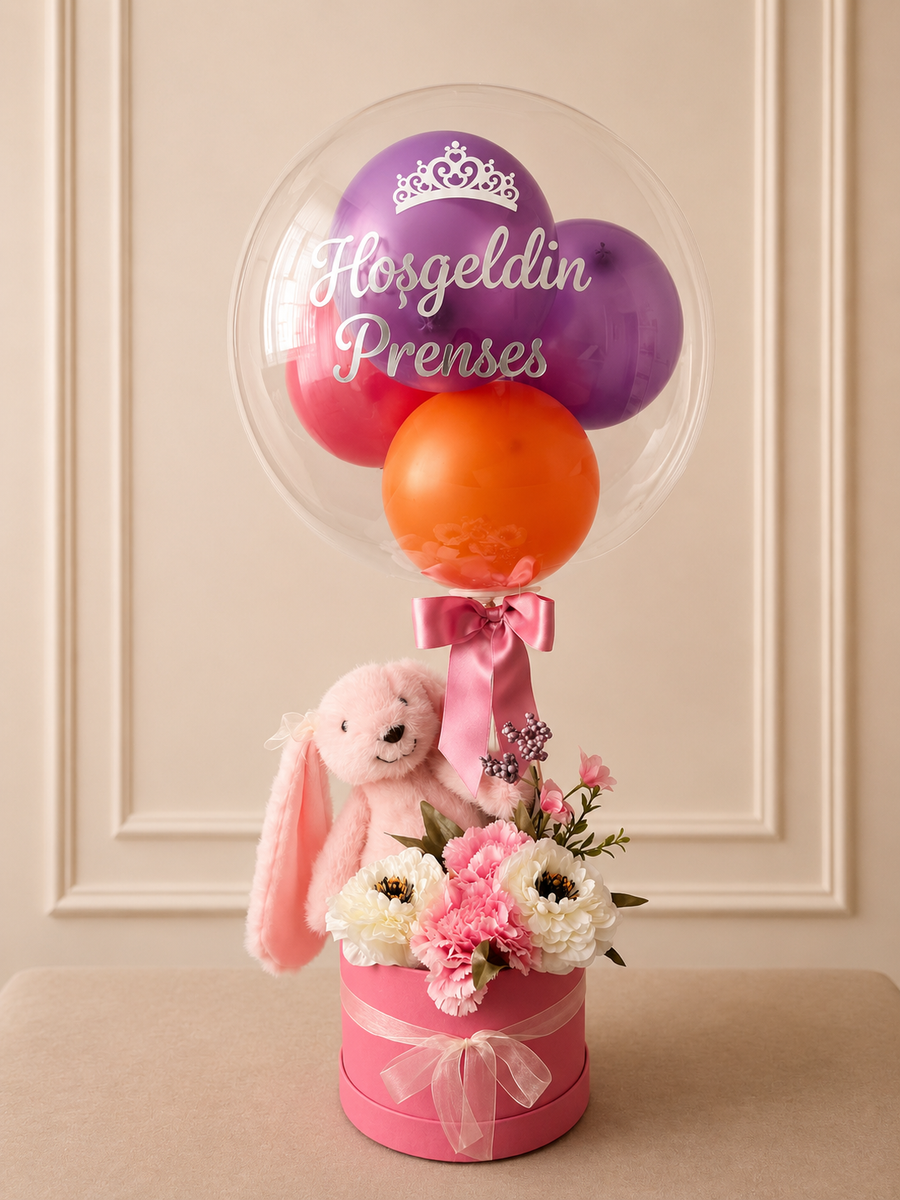 Pink Bunny - Hoş Geldin Bebek (Kız) Peluş Tavşanlı Tasarım