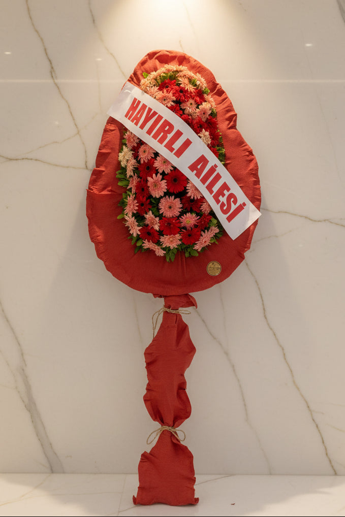 Pembe & Kırmızı Gerbera Çelenk