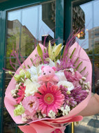 Daisy Peluşlu Pembe Buket