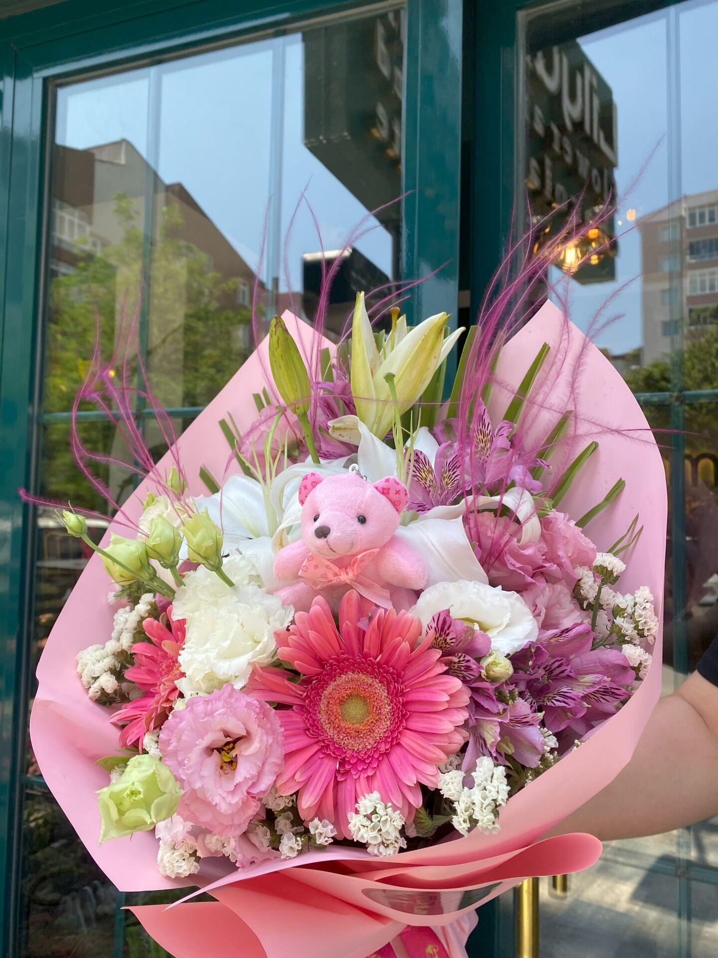 Daisy Peluşlu Pembe Buket