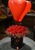 Kalıcı Kadife Gül Flower Box (Çikolata ve Balon Eşliğinde)