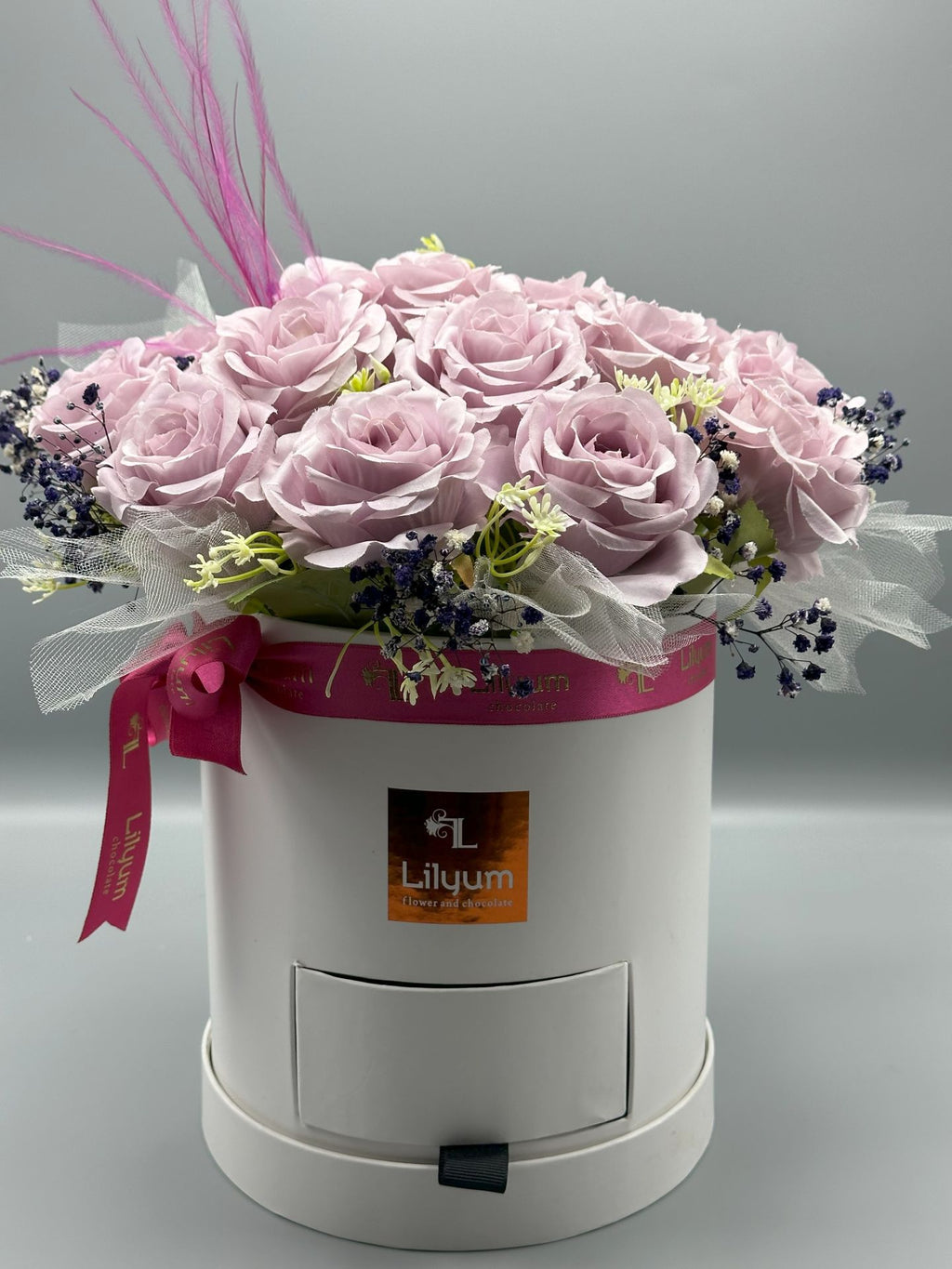 Romantica Serisi Kalıcı Lila Güller Flowerbox