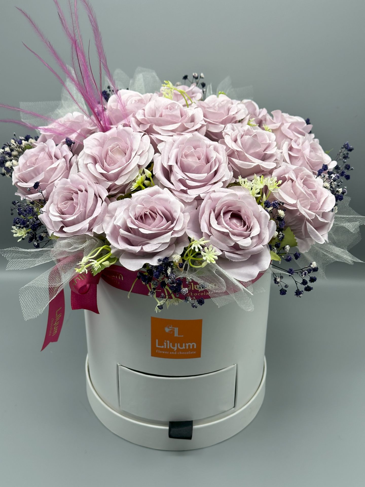 Romantica Serisi Kalıcı Lila Güller Flowerbox