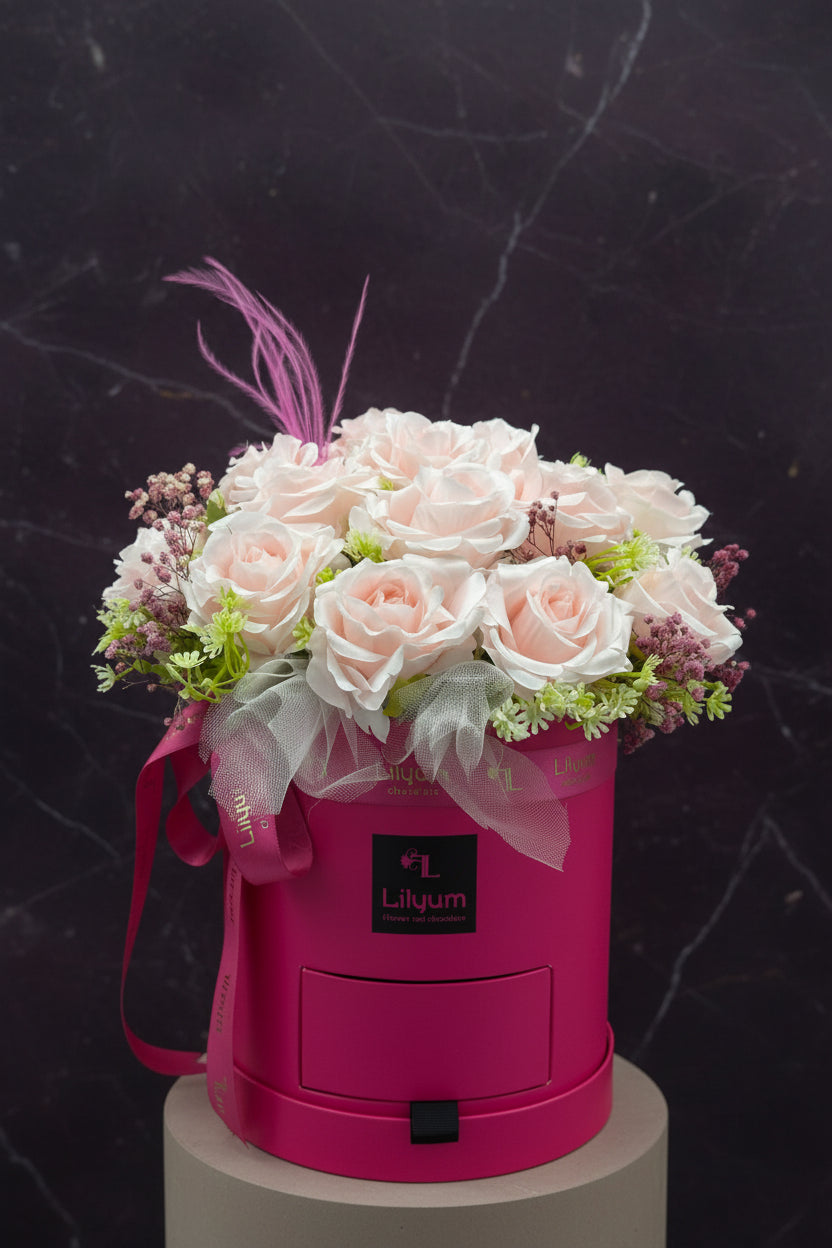 Romantica Serisi Kalıcı Pembe Güller Flowerbox