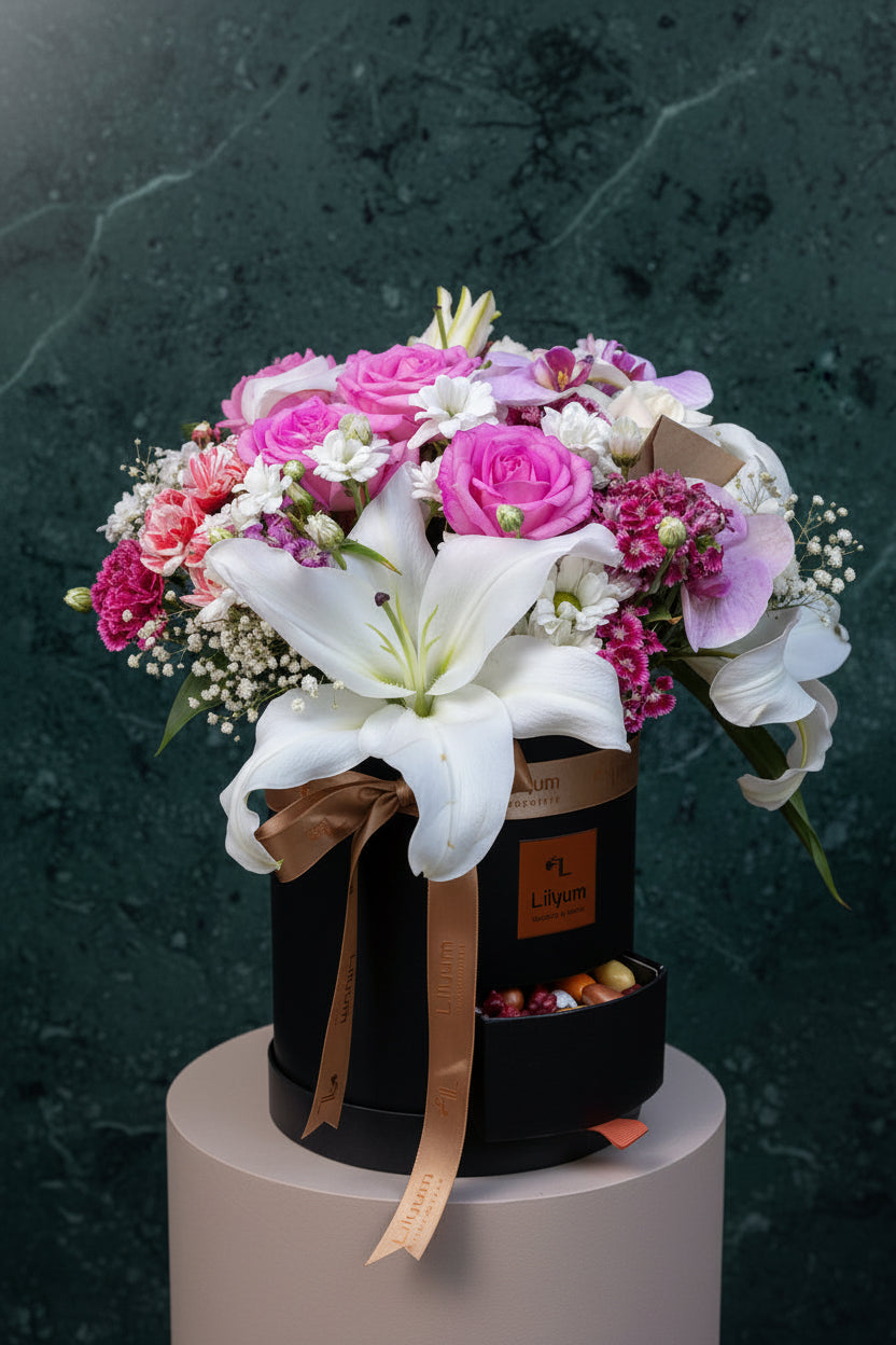 Rosaline Çikolatalı Flowerbox