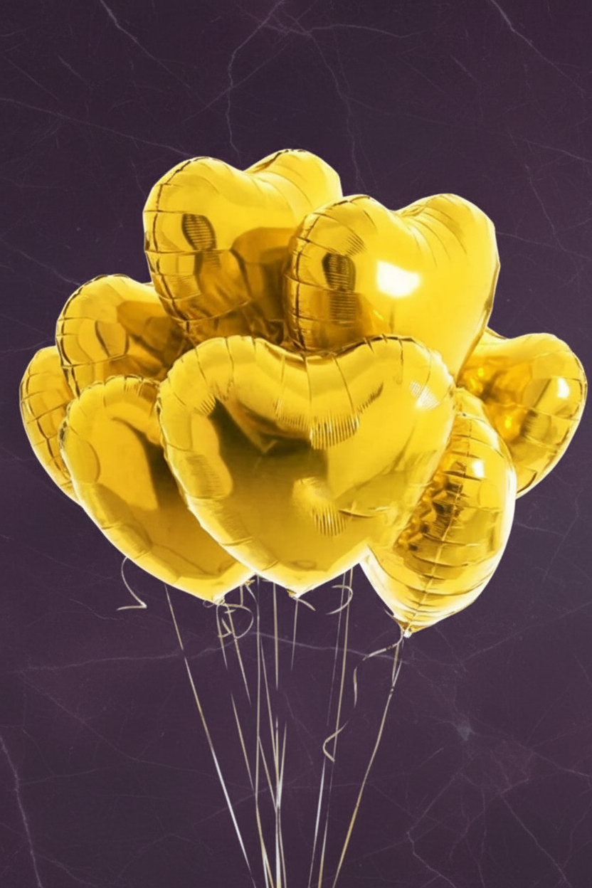 Uçan Gold Kalp Balon (Helyum Dolu)