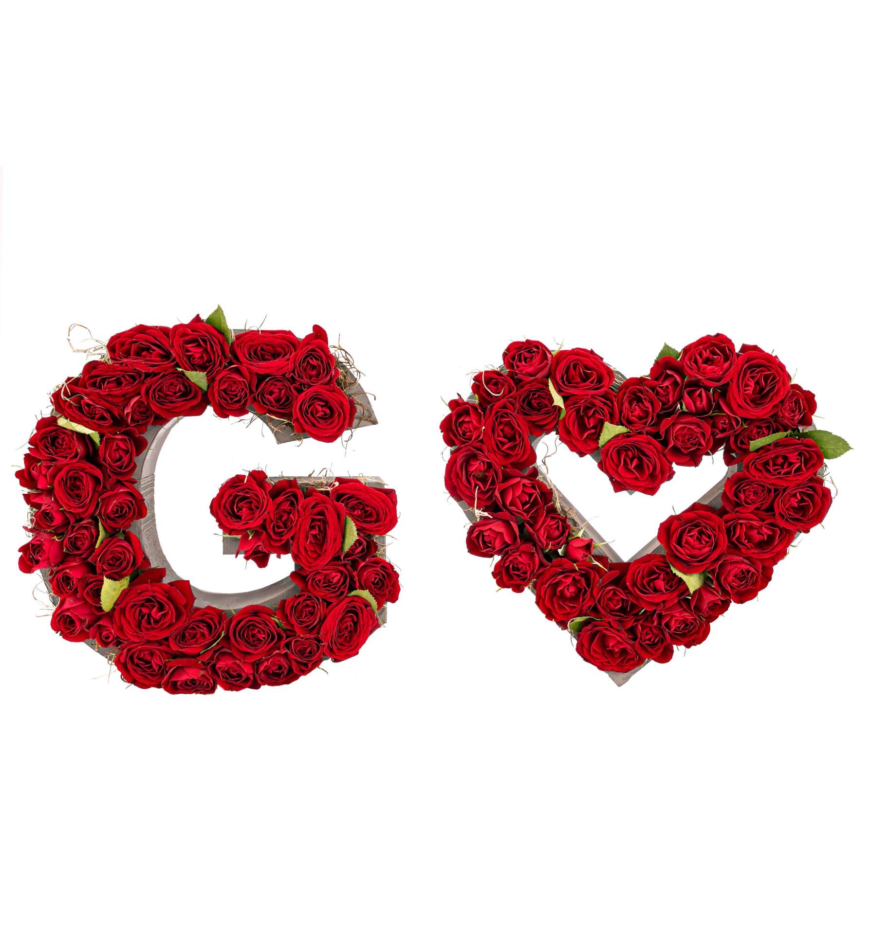 Kişiye Özel Harf ve Kalp Saksılı Mini Gül Tasarım