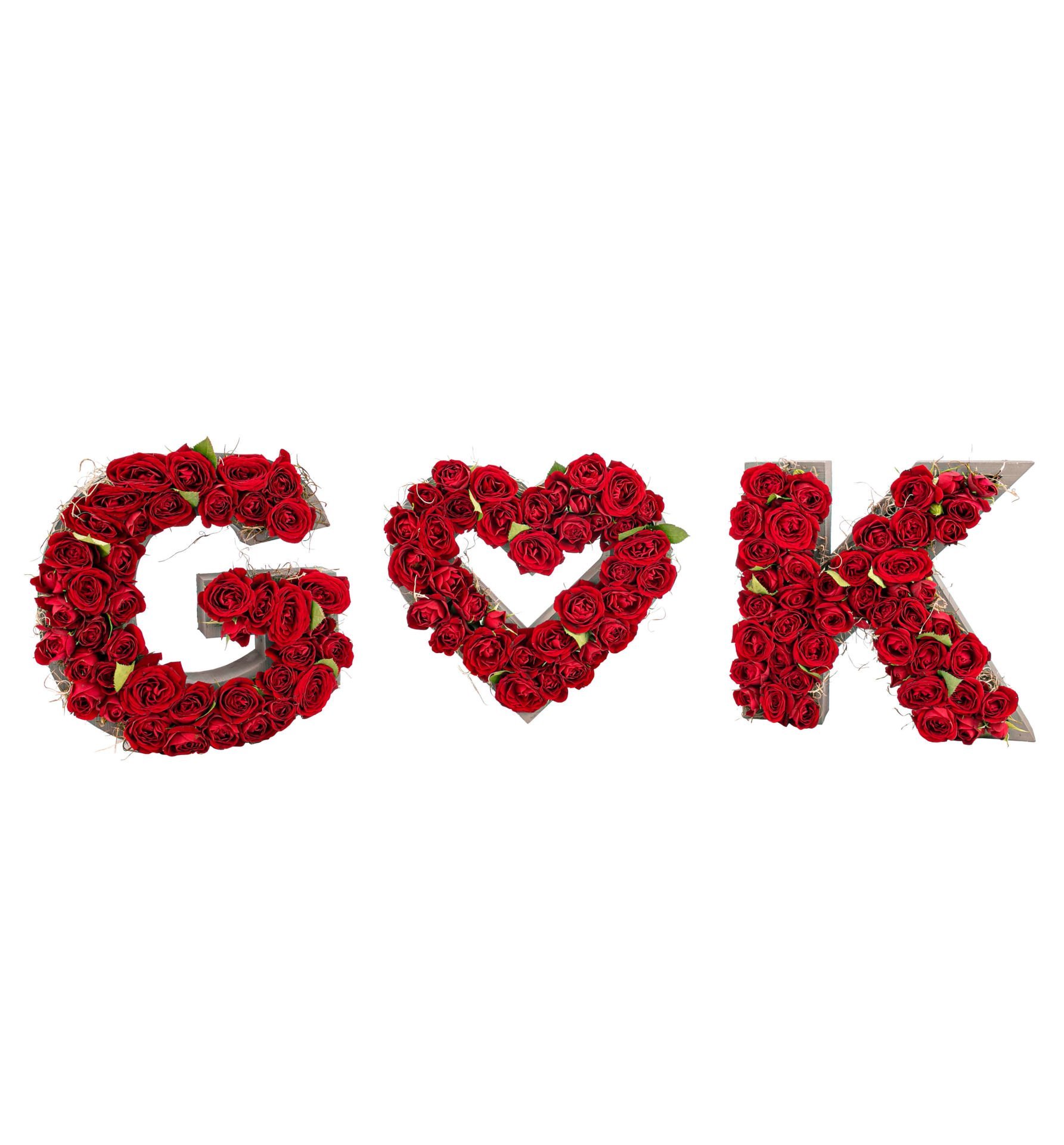 Kişiye Özel Harfler ve Kalp Saksıda Sen ve Ben Mini İthal Gül Tasarım