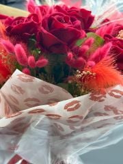 Kalıcı Kadife Kırmızı Gül Buketi (11'li)