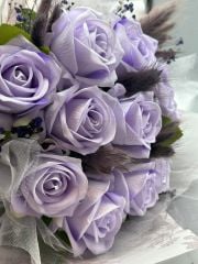 Kalıcı Kadife Lila Gül Buketi (Özel Seri)