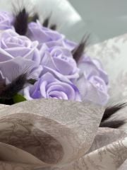 Kalıcı Kadife Lila Gül Buketi (Özel Seri)
