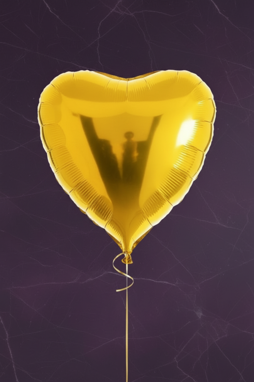 Uçan Gold Kalp Balon (Helyum Dolu) - 1 Adet