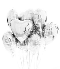 Uçan Silver Kalp Balon (Helyum Dolu) - 1 Adet