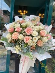 Alora - Pembe Beyaz Güller Buketi